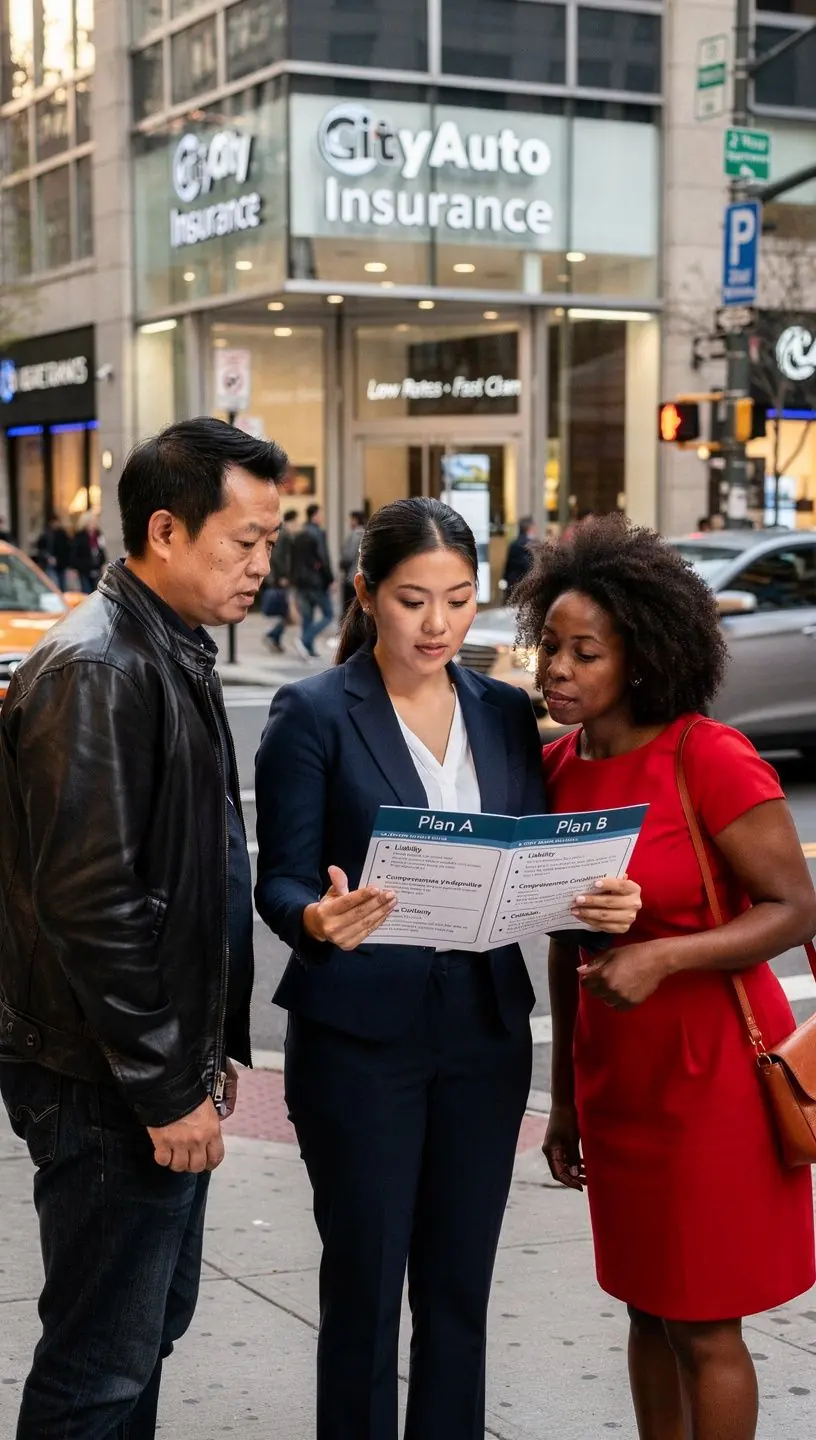 Schemat ilustrujący zalety i wady poszczególnych planów ubezpieczeniowych.